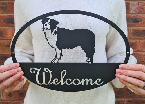 Border collie welcome - welcome, sign