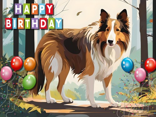 Happy birthday collie dog - dog, in